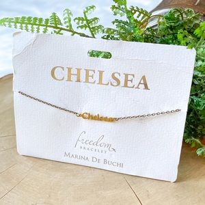 MARINA DE BUCHI Freedom Name Bracelet "Chelsea" Gold Tone Stainless Steel NWT